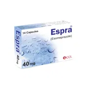 Espra 40 Mg Tablet Box/Carton showing the Front face.