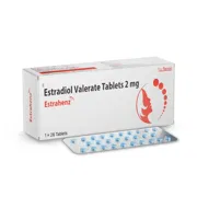 Estrahenz Tablet Box/Carton + Blister Pack showing the Front face.