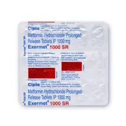 Exermet 1000 Mg Tablet SR Blister Pack showing the Front face.