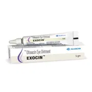 Exocin Ointment 5 ml Tube + Box/Carton showing the Front face.