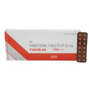 Facid 20 Mg Box/Carton + Blister Pack showing the Front face.