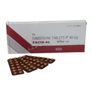 Facid 40 Mg Box/Carton + Blister Pack showing the Front face.