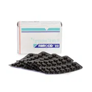 Famocid 20 Mg Box/Carton + Blister Pack showing the Front face.