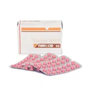 Famocid 40 Mg Box/Carton + Blister Pack showing the Front face.