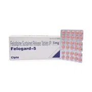 Felogard 5 Mg Box/Carton + Blister Pack showing the Front face.