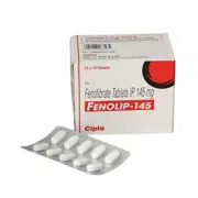 Fenolip 145 Mg Box/Carton + Blister Pack showing the Front face.