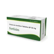 Fertisim 50 Mg Tablet Box/Carton Front and Side View
