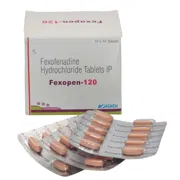Fexopen 120 Mg Box/Carton + Blister Pack showing the Front face.