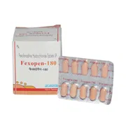 Fexopen 180 Mg Box/Carton + Blister Pack showing the Front face.