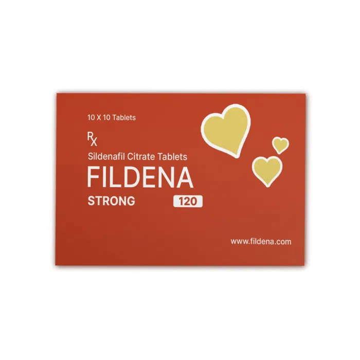 Fildena 120 Mg Box/Carton showing the Front face.