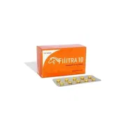 Filitra 10 Mg Box/Carton + Blister Pack showing the Front face.