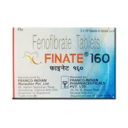 Finate 160 Tablet Box/Carton + Blister Pack showing the Front face.