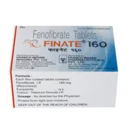 Finate 160 Tablet Box/Carton + Blister Pack showing the Front face.