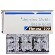 Flexura 400 Mg Box/Carton + Blister Pack showing the Front face.