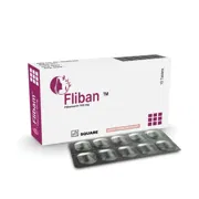 Fliban 100 Mg Tablets Box/Carton + Blister Pack showing the Front face.