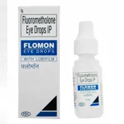 Flomon 5 ml Box/Carton + Eye Drops Bottle showing the Front face.