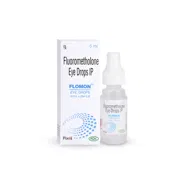 Flomon 5 ml Box/Carton + Eye Drops Bottle showing the Front face.