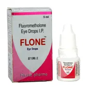 Flone 0.1% 5 ml Box/Carton + Eye Drops Bottle showing the Front face.