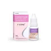 Flone 0.1% 5 ml Box/Carton + Eye Drops Bottle showing the Front face.