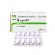 Floxip 500 Mg Tablet Box/Carton + Blister Pack showing the Front face