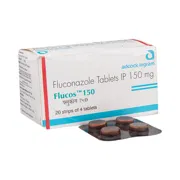 Flucos 150 Tablet Box/Carton + Blister Pack showing the Front face.