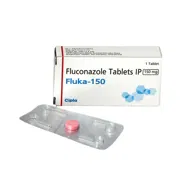 Fluka 150 Mg Box/Carton + Blister Pack showing the Front face.