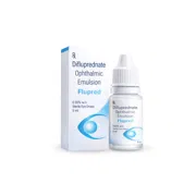 Flupred 5 ml Box/Carton + Eye Drops Bottle showing the Front face.