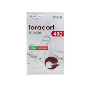 Foracort Inhaler 6-400 Mcg Box/Carton + Inhaler showing the Front face.