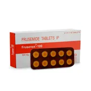 Frusenex 100 Mg Box/Carton + Blister Pack showing the Front face.