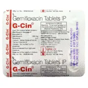 G Cin 320 Mg Blister Pack showing the Back face.