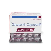 Gabantin 100 Mg Capsule Box/Carton + Blister Pack showing the Front face.