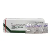 Gabapin 400 Mg Box/Carton + Blister Pack showing the Front face.