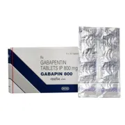 Gabapin 800 Mg Box/Carton + Blister Pack showing the Front face.