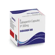 Gabasign 300 Mg Capsule Box/Carton showing the Front face.