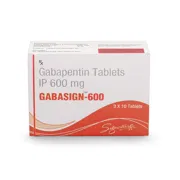 Gabasign 600 Mg Tablet Box/Carton showing the Front face.