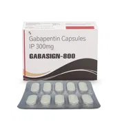 Gabasign 800 Mg Tablet Box/Carton + Blister Pack showing the Front and Back face.