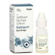Gatiquin 5 ml Box/Carton + Eye Drops Bottle showing the Front face.