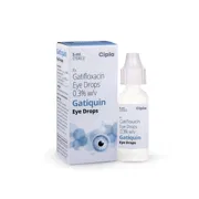 Gatiquin 5 ml Box/Carton + Eye Drops Bottle showing the Front face.