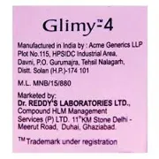 Glimy 4 Tablet Box/Carton showing the Back face.