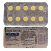 Glimy 4 Tablet Blister Pack showing the Front/Back face.