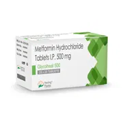 Glycoheal 500 Mg Tablet Box/Carton showing the Front face.