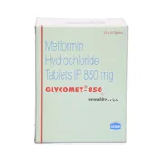 Glycomet 850 Mg Box/Carton showing the Front face.