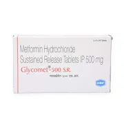 Glycomet SR 500 Mg Box/Carton showing the Front face.