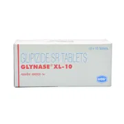 Glynase XL 10 Mg Box/Carton showing the Front face.