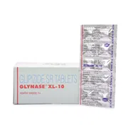 Glynase XL 10 Mg Box/Carton + Blister Pack showing the Front face.