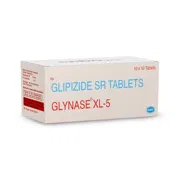 Glynase XL 5 Mg Box/Carton showing the Front face.