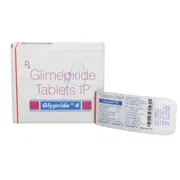 Glypride 4 Mg Box/Carton + Blister Pack showing the Front/Back face.