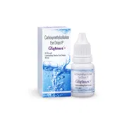 Glytears 10 ml Eye Drops Bottle + Box/Carton showing the Front face.