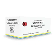 Gricin 500 mg Tablet Box/Carton showing the Front face.