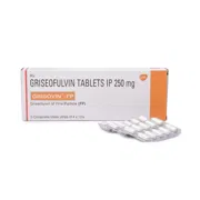 Grisovin FP 250 Mg Box/Carton + Blister Pack showing the Front face.